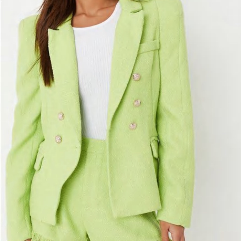 Nwt - Neon Lime Oversized Boucle Blazer